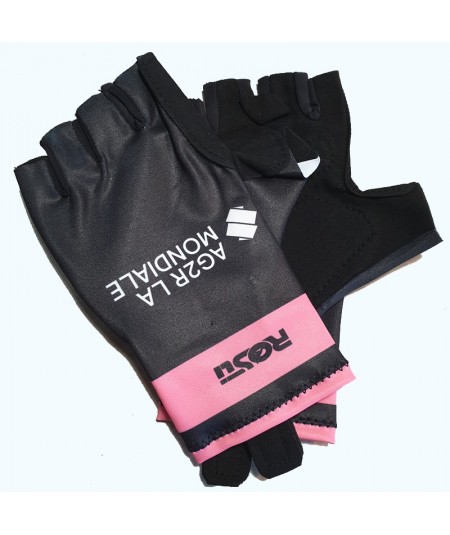 Pink and black gloves AG2R-La-Mondiale
