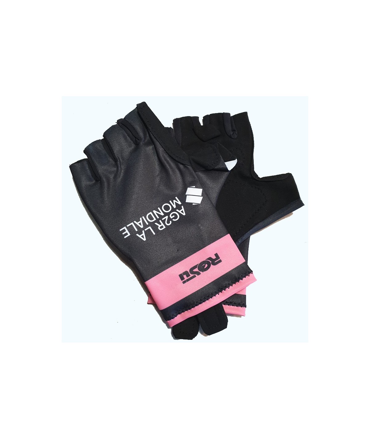 Pink and black gloves AG2R-La-Mondiale