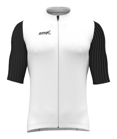 White and black summer cycling jersey.